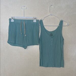 Teal Tank Top and Shorts Sleep Set
